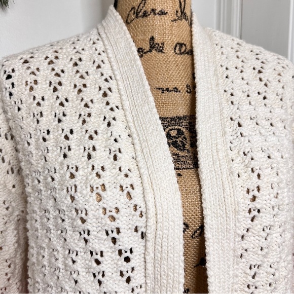 Anthropologie Faustia White & Pink Ombré Chunky Open Knit Cardigan - Picture 4 of 12